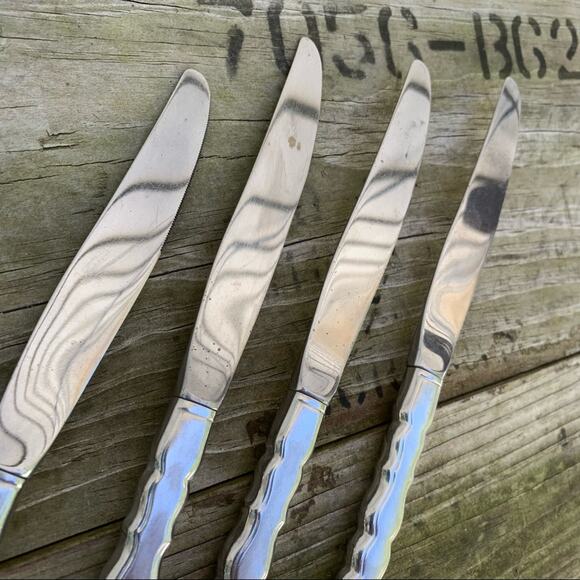 Set 4 Oneida Cello stainless dinner table knife vintage - Picture 5 of 6
